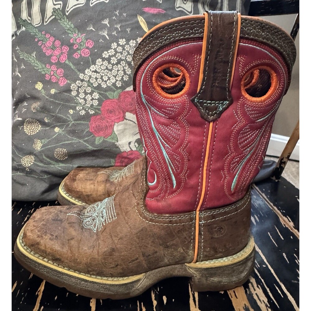 DURANGO Lil' Rebel Big Kids Gator Emboss/ Red Boots Size Kids 13m *Pre-Owned*